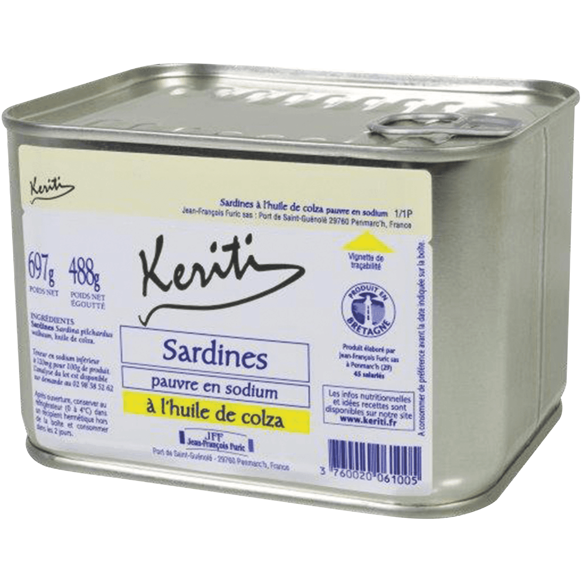 SARDINES A L HUILE COLZA HYPOSODEES - BOITE 1/1 OF