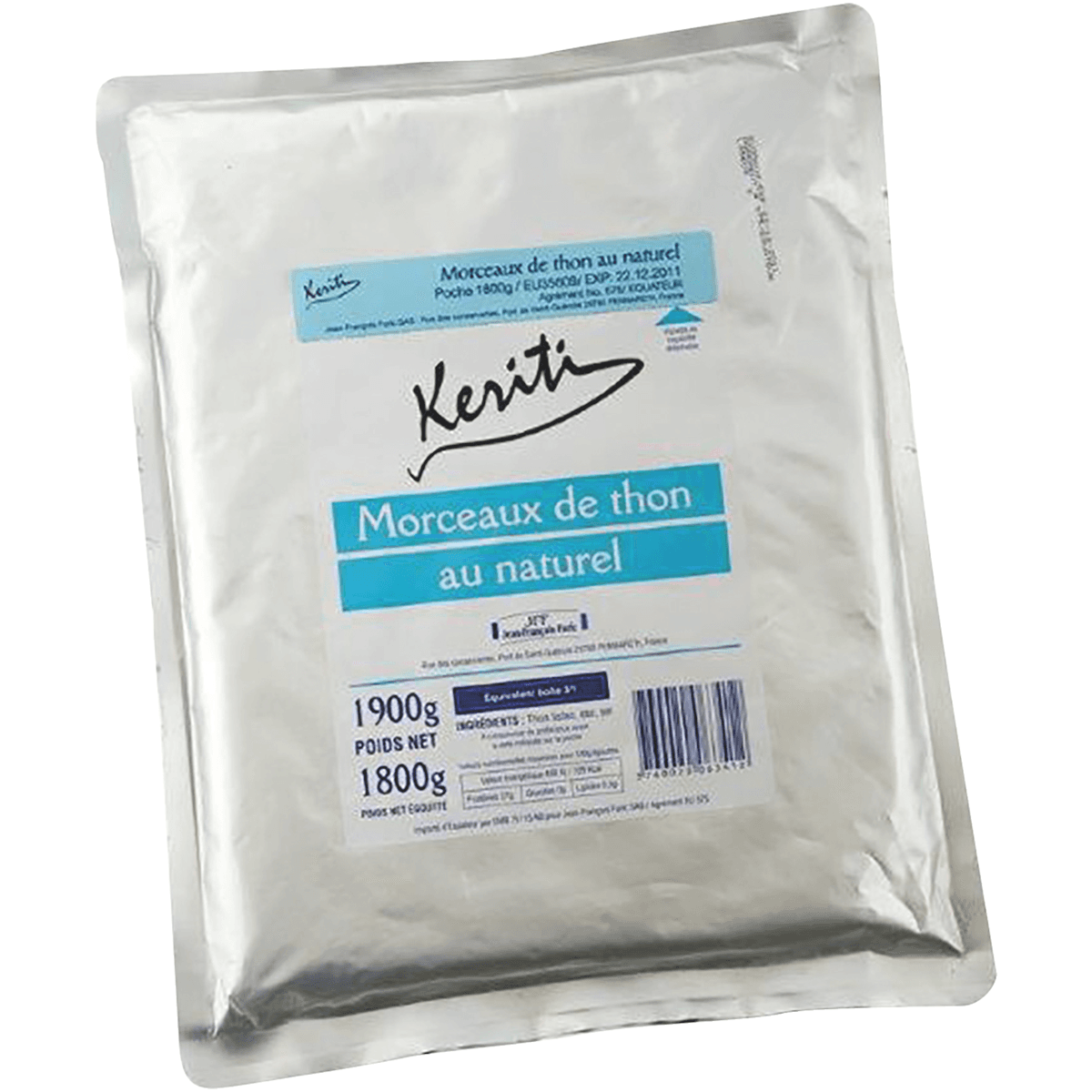 MORCEAUX DE THON AU NATUREL - POCHES 1,8KG