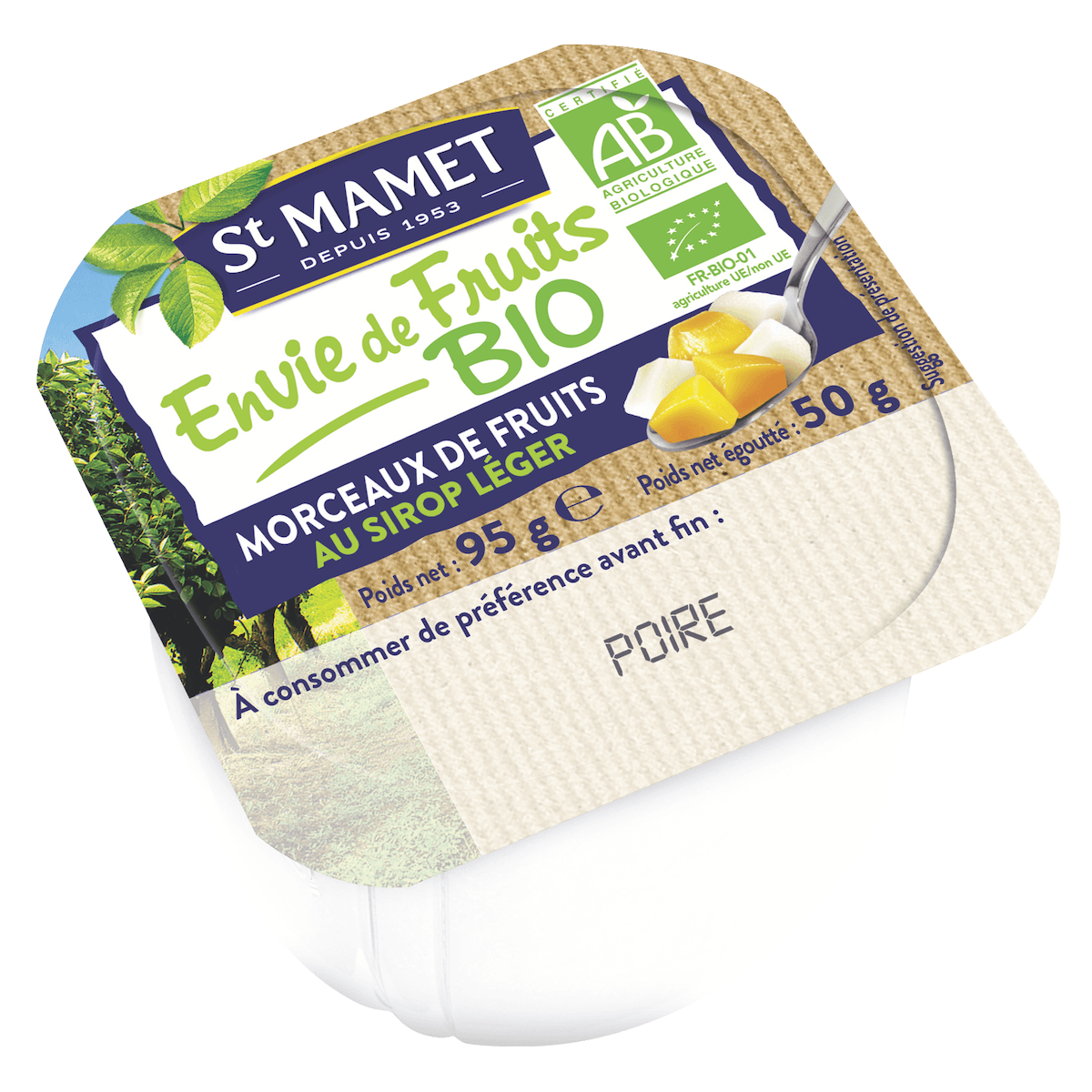 ENVIE DE FRUITS DES DE POIRES BIO - 120 POTS PLASTIQUES DE 95G