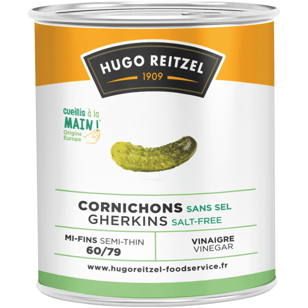 CORNICHONS AU VINIAGRE MI FINS 60+ SANS SEL BTE 4/4 DE 425G (PNE)
