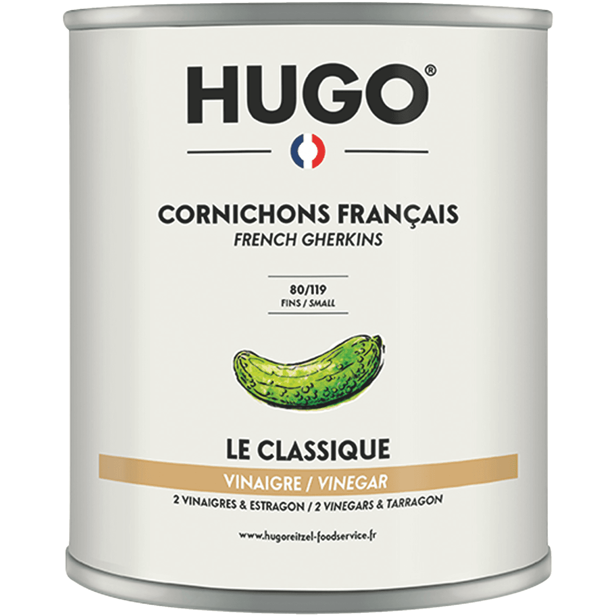 CORNICHONS AU VINAIGRE 80+ FR  VIN BLANC ESTRAGON BTE 4/4  425G (PNE)
