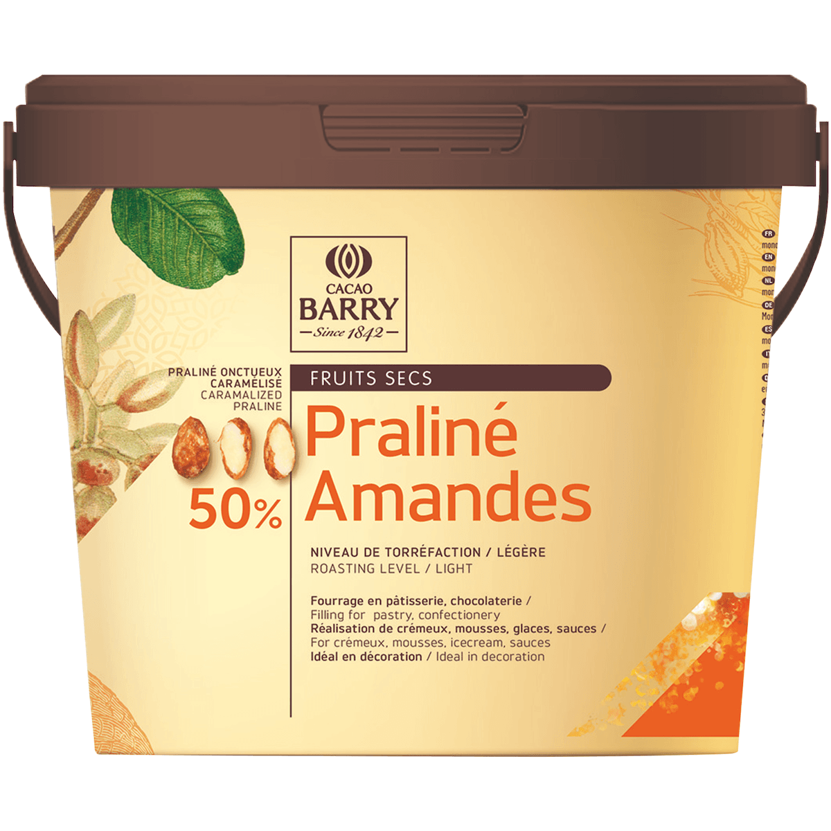PRALINE CARAMELISE AMANDES 50% SEAU 5KG