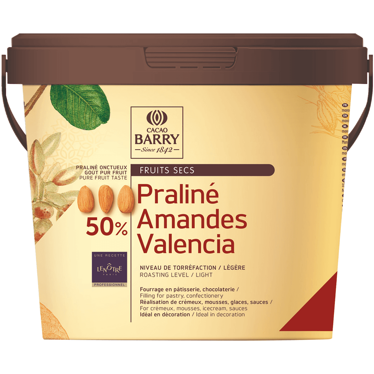 PRALINE GOUT PUR FRUIT AMANDES VALENCIA 50% SEAU 5KG