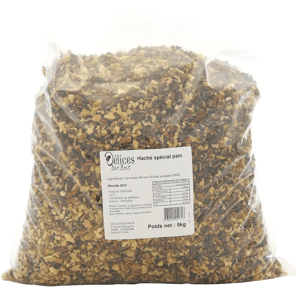 CERNEAUX DE NOIX HACHE SPECIAL PAIN-SACHET 5KG