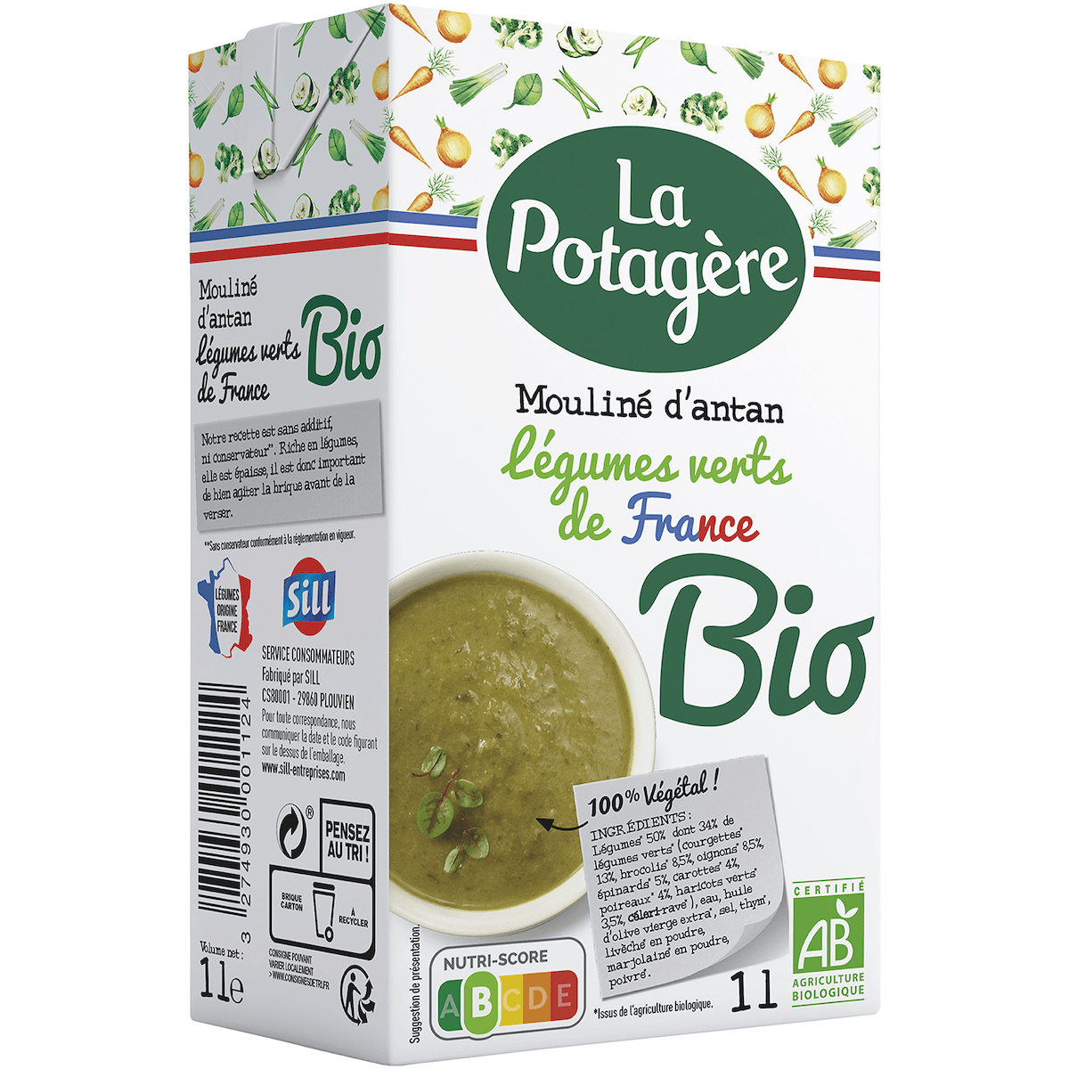 MOULINE D ANTAN AUX LEGUMES VERTS BIO 100% FRANCE BRQ 1L