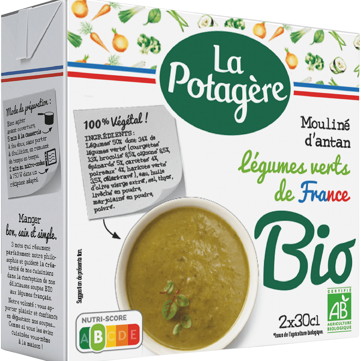 MOULINE D'ANTAN AUX LEGUMES VERTS BIO 100% FRANCE BRQ 30CL X2
