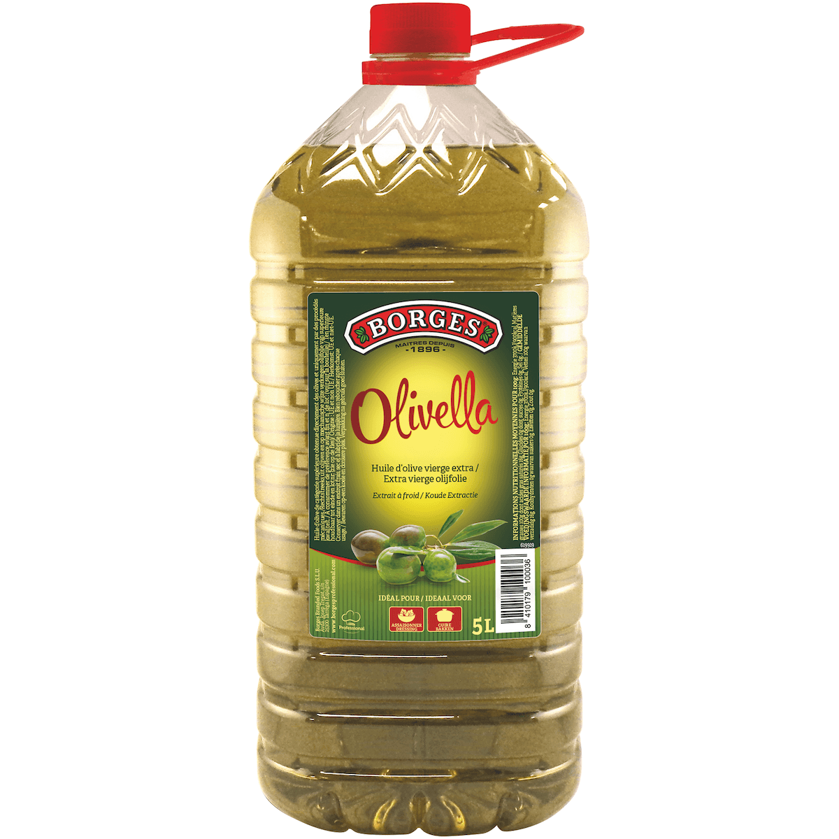 HUILE D'OLIVE BORGES VIERGE EXTRA BTL 5L PET OLIVELLA