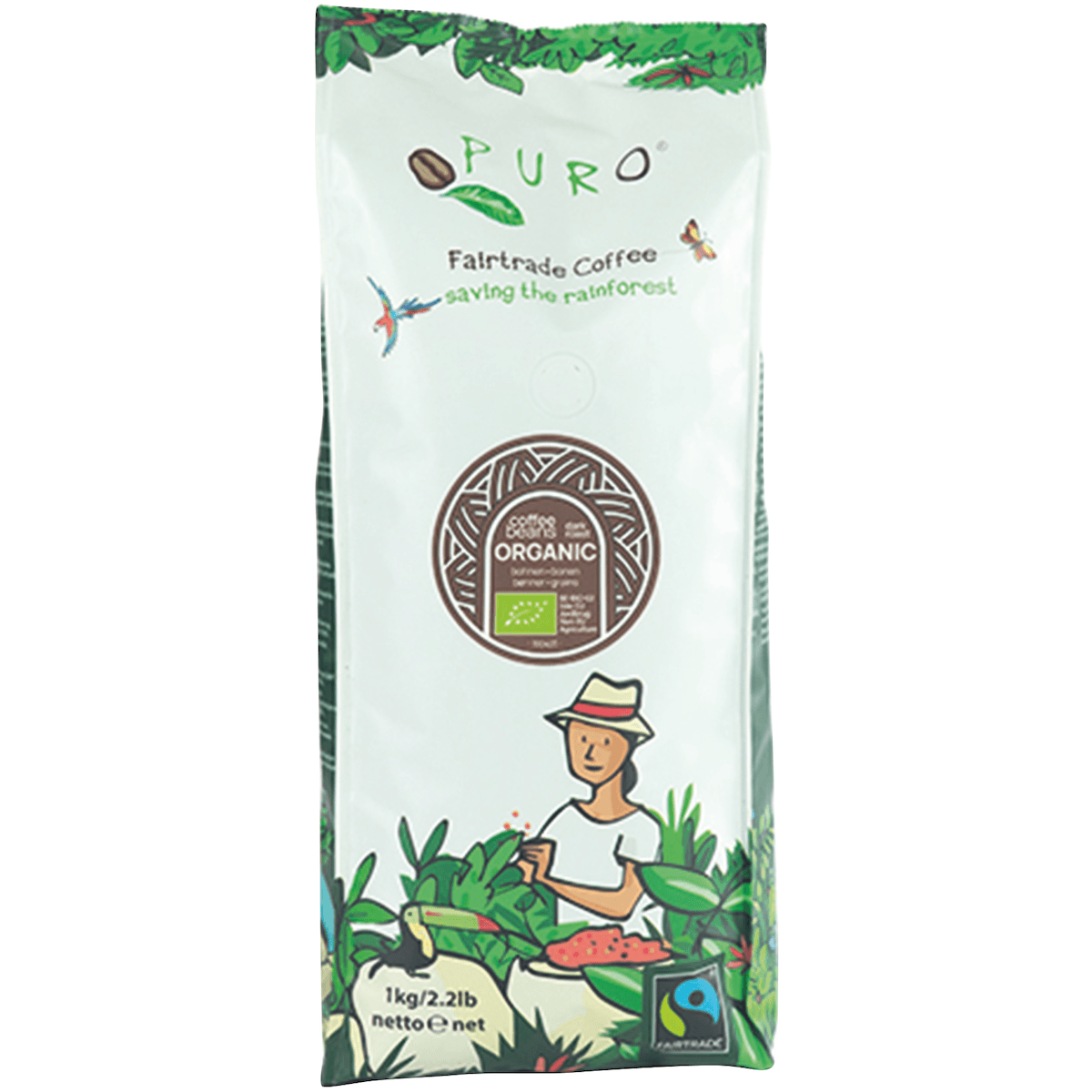 PURO BIO ET EQUITABLE CAFE EN GRAINS 100% AR PQT 1 KG