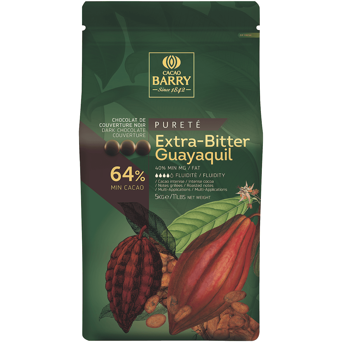EXTRA BITTER GUAYAQUIL (CACAO 64%) PISTOLES SAC 5KG