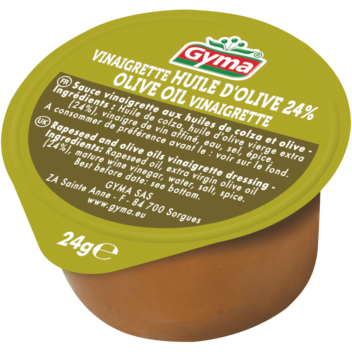 SAUCE VINAIGRETTE HUILE D'OLIVE CUP DE 25ML CARTON DE 168
