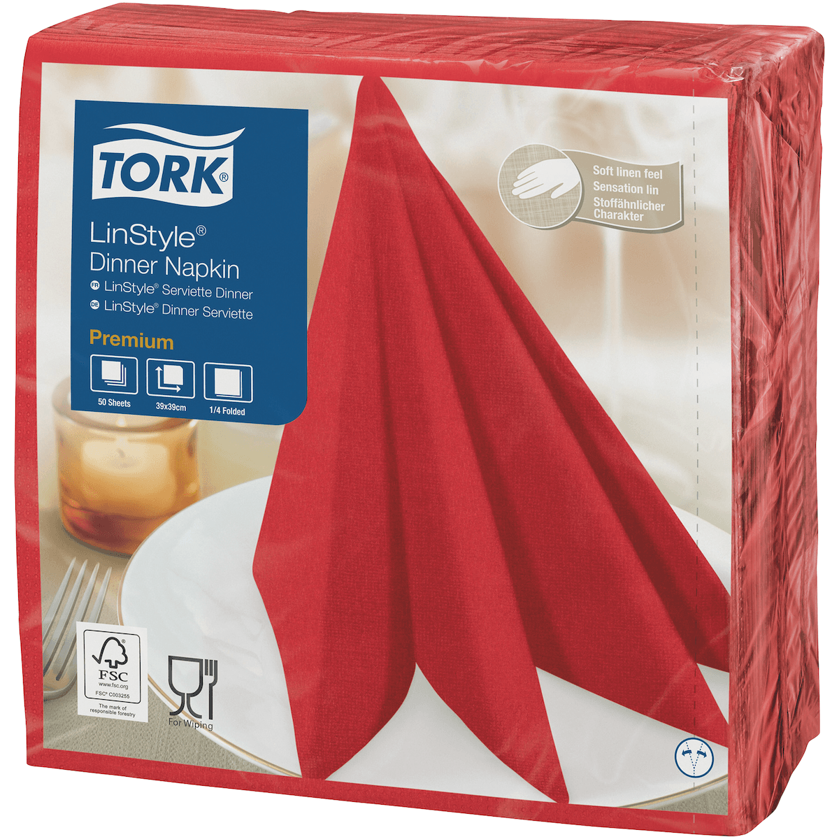 SERVIETTES NON TISSÉES LINSTYLE COQUELICOT  40X40CM - CARTON DE 600