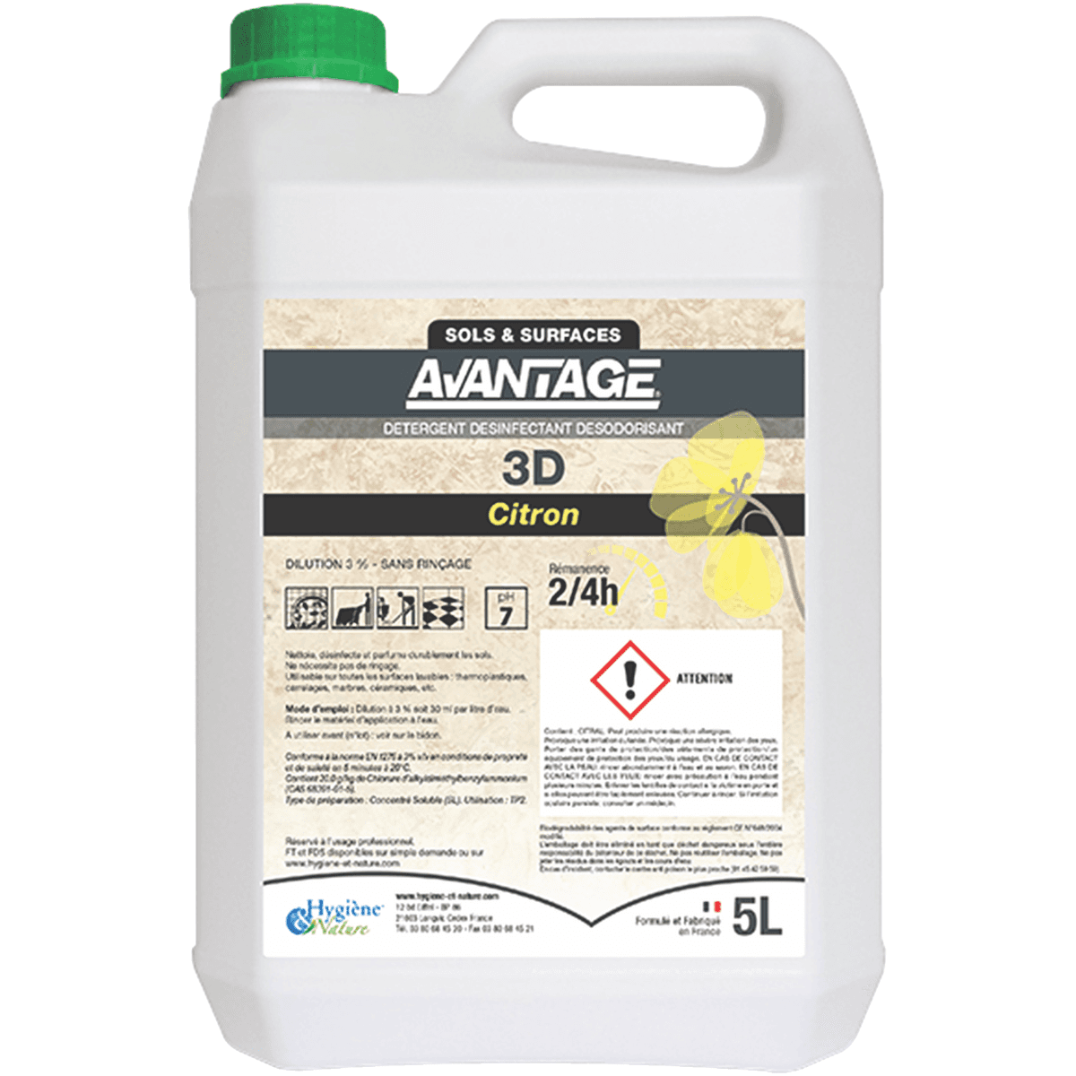 DÉTERGENT 3D AVANTAGE CITRON  - BIDON DE 5L
