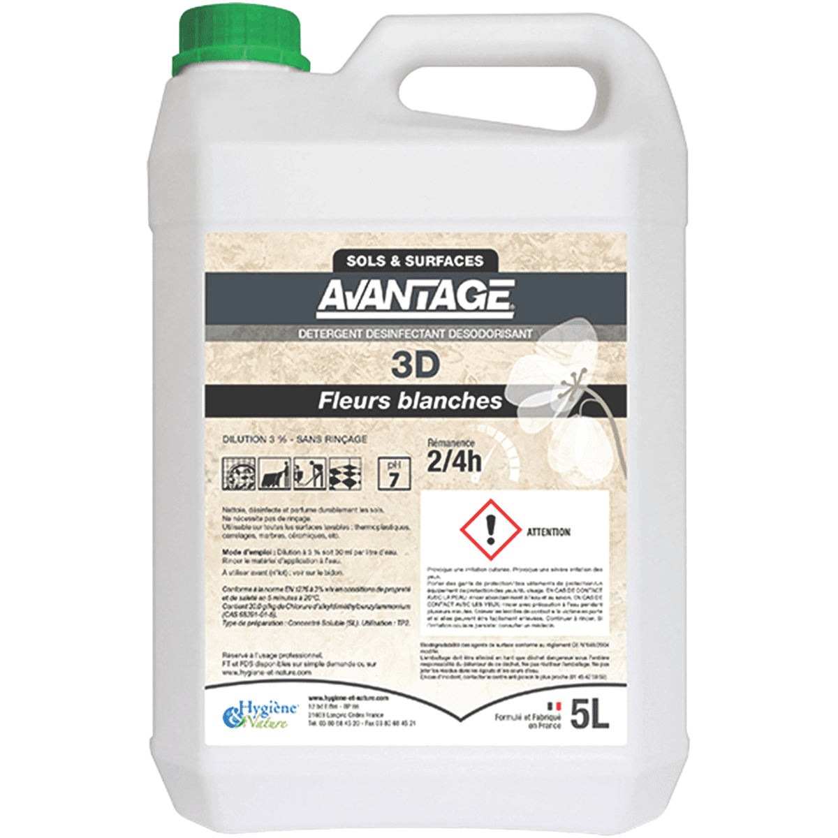 DÉTERGENT 3D AVANTAGE FLEURS BLANCHES  - BIDON DE 5L