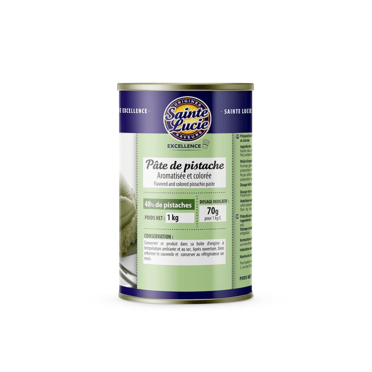 AROME PISTACHE EN PATE COLORANT NON AZOIQUE 1KG