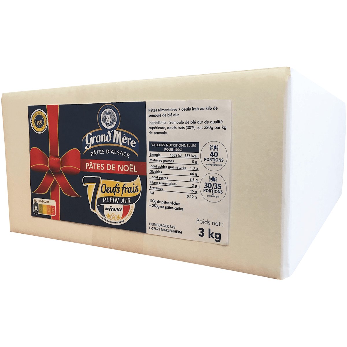 PATES DE NOEL AUX OEUFS - CARTON 3KG