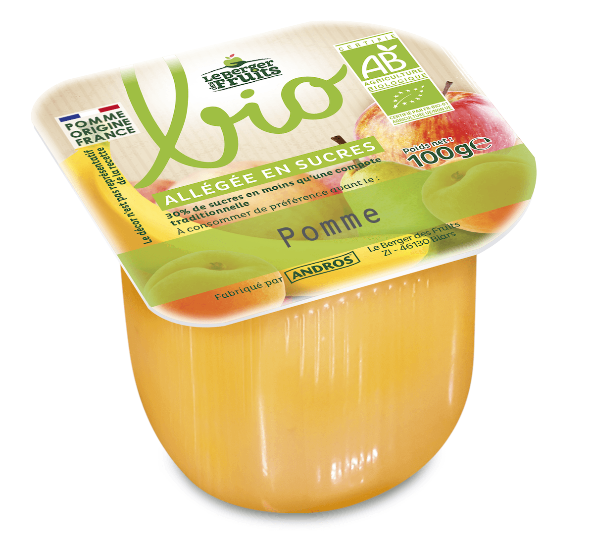 COMPOTE ALLEGEE DE POMMES BIO 100G