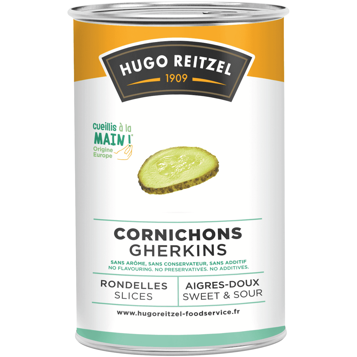 CORNICHONS AIGRES-DOUX RONDELLES SANS AROME CONSERVATEUR ADDITIF BTE 5/1