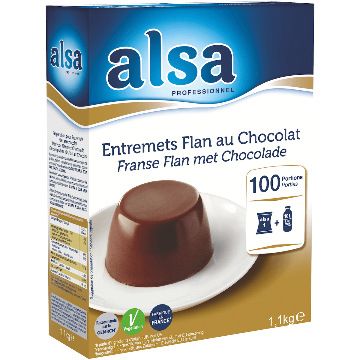 ENTREMETS FLAN CHOCOLAT ETUI DE 1,1 KG 100 PORTIONS