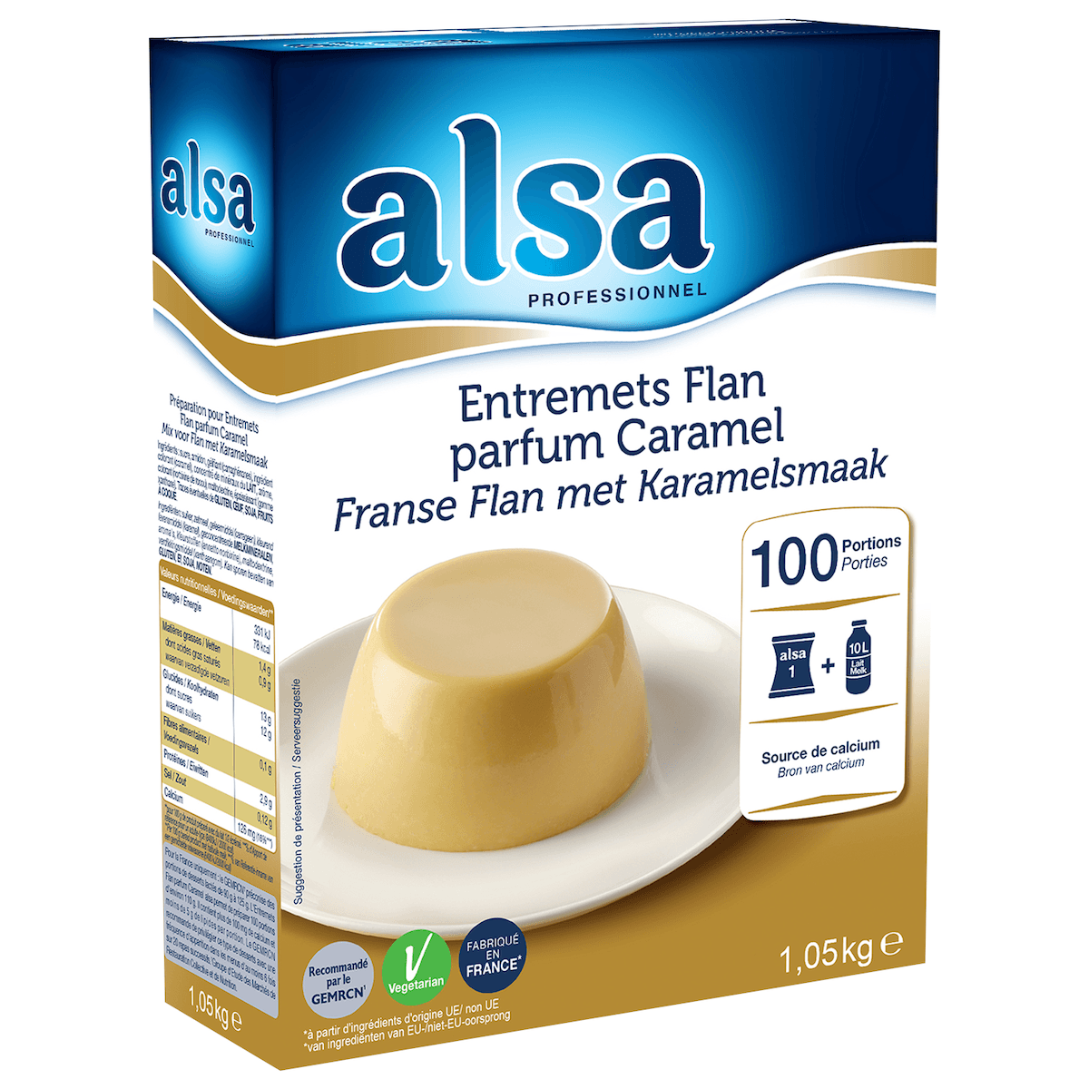 ENTREMETS FLAN CARAMEL ETUI DE 1,05 KG 100 PORTIONS