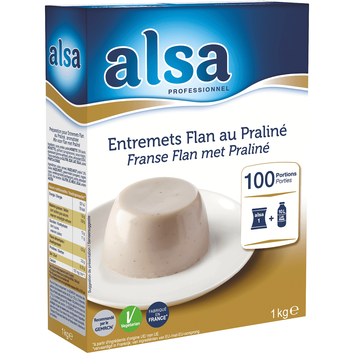 ENTREMETS FLAN PRALINE ETUI 1KG 100 PORTIONS