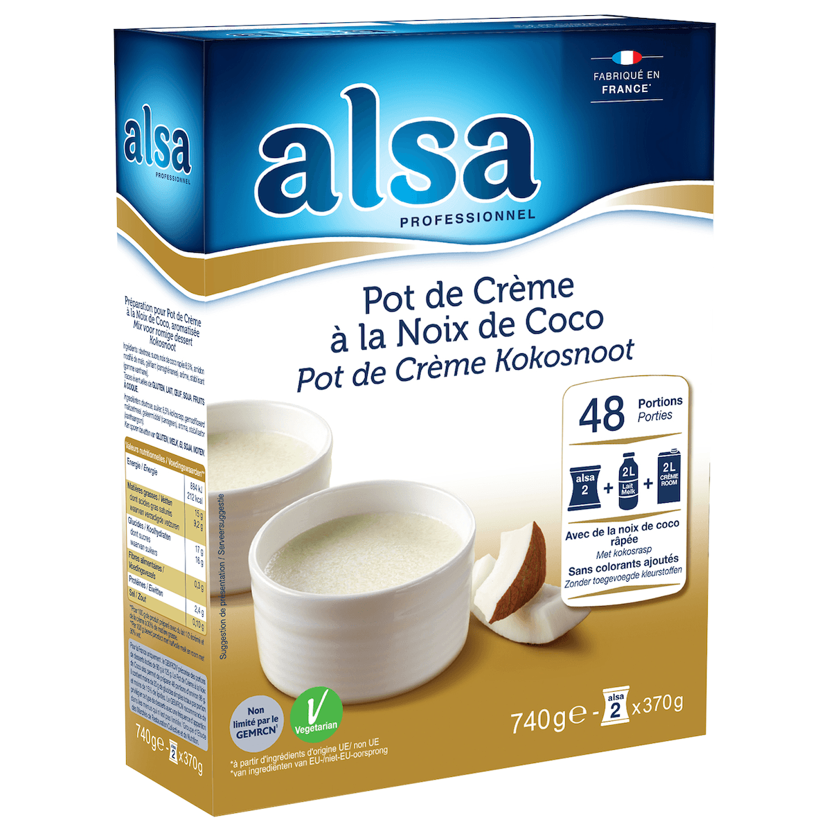 POT DE CREME A LA NOIX DE COCO ETUI DE 740GR 48 PORTIONS