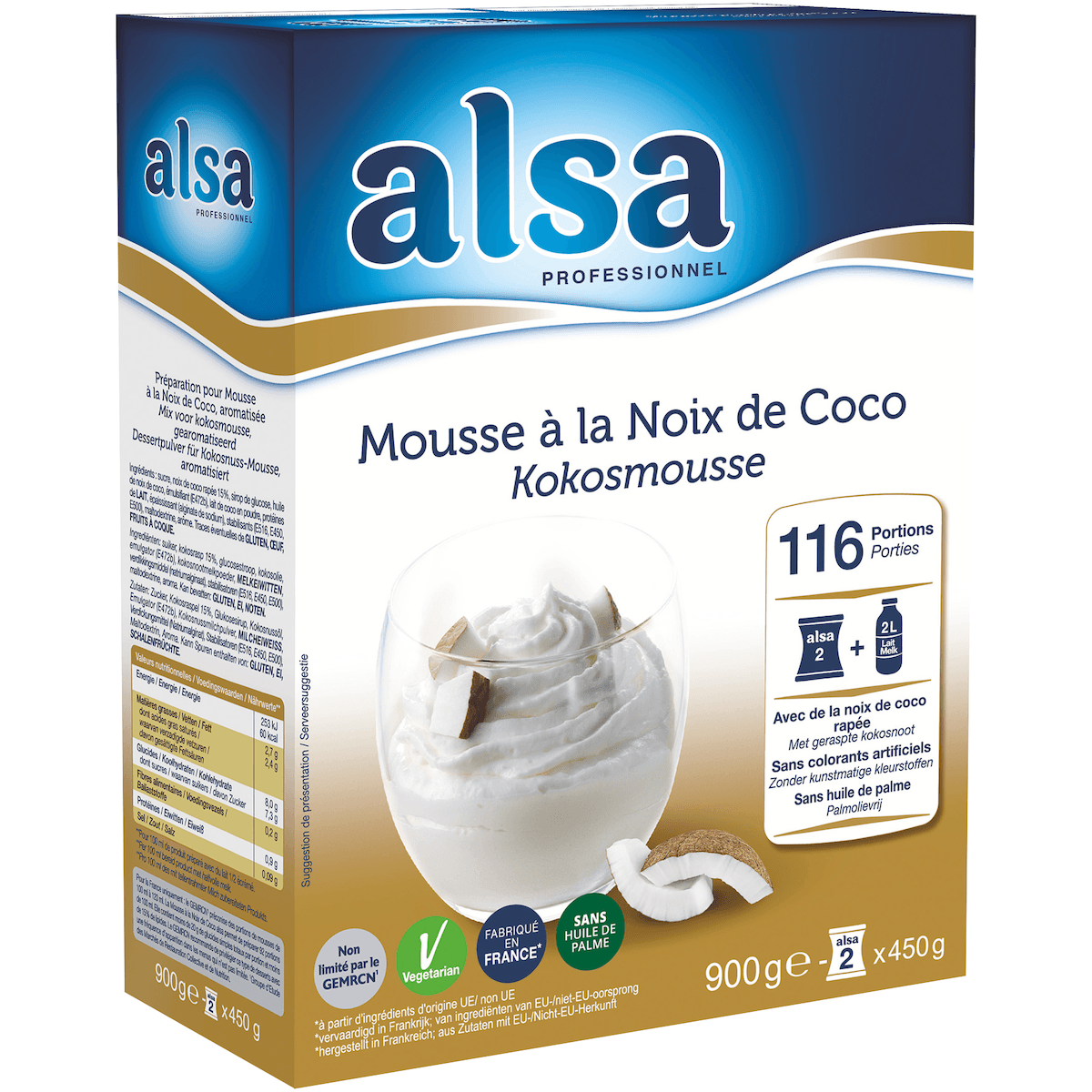 MOUSSE A LA NOIX DE COCO ETUI DE 900GR 116 PORTIONS