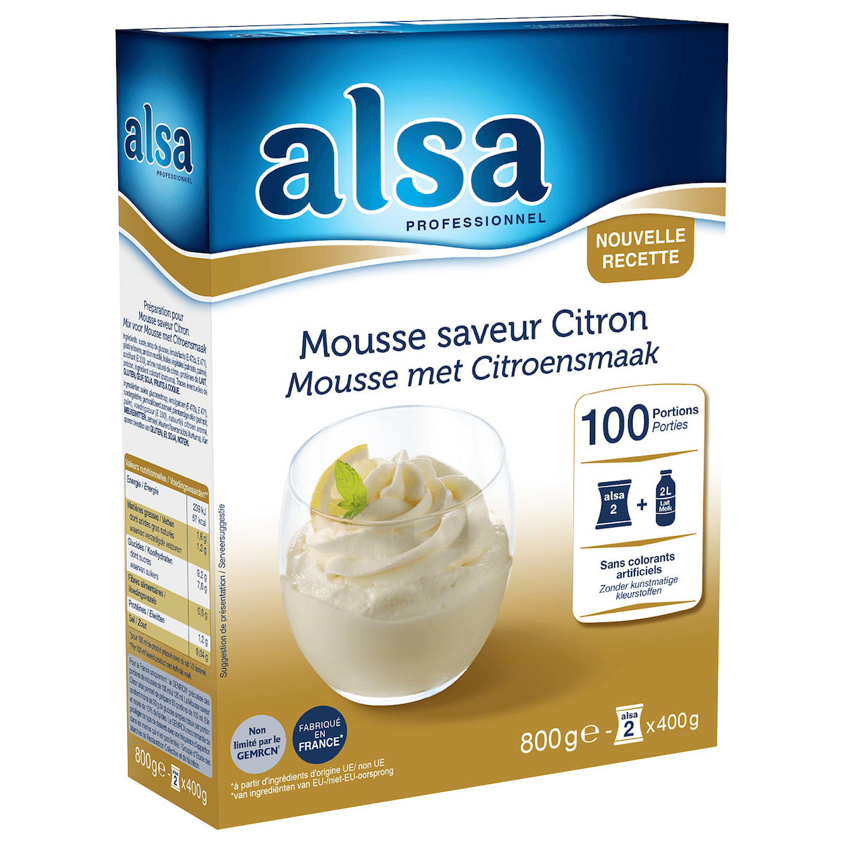 MOUSSE SAVEUR CITRON ETUI DE 800GR 100 PORTIONS