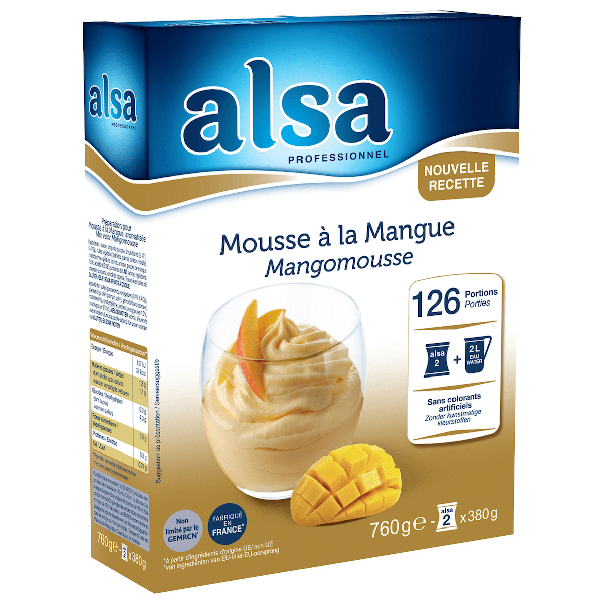 MOUSSE A LA MANGUE ETUI DE 760GR 126 PORTIONS