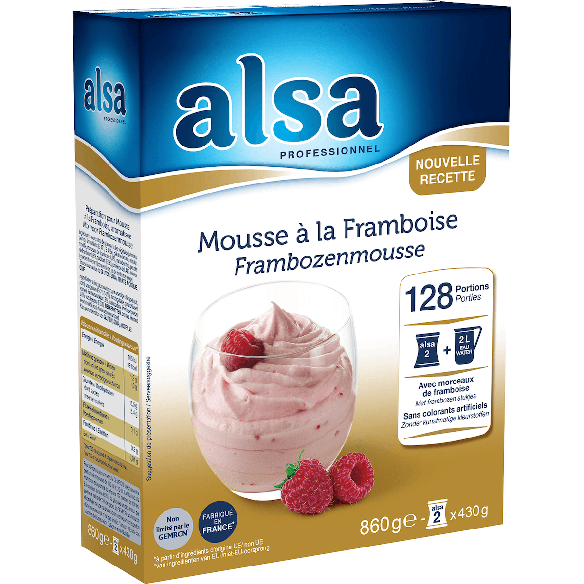 MOUSSE A LA FRAMBOISE ETUI DE 860GR 128 PORTIONS