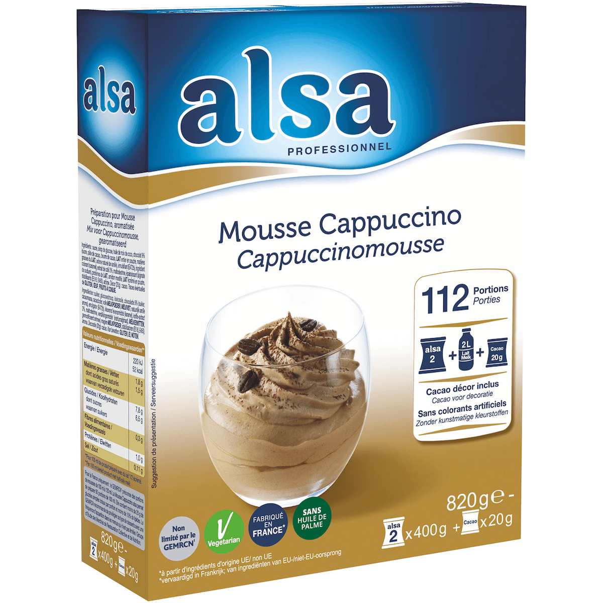 MOUSSE CAPPUCCINO ETUI 820GR 112 PORTIONS