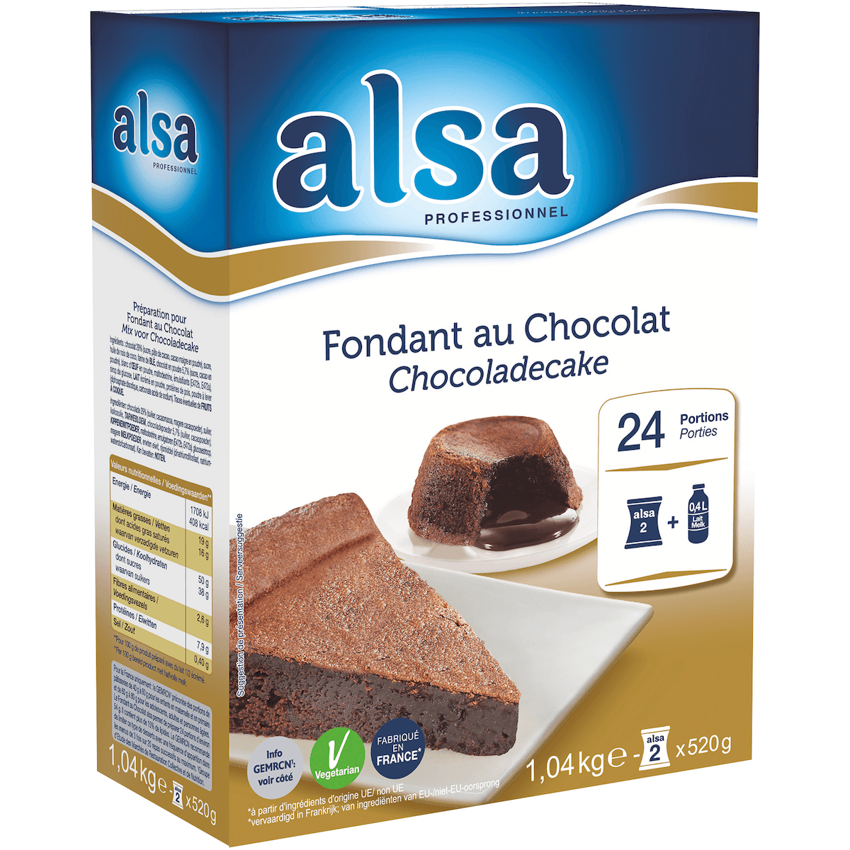 FONDANT AU CHOCOLAT ETUI DE 1,04KG 20 PORTIONS