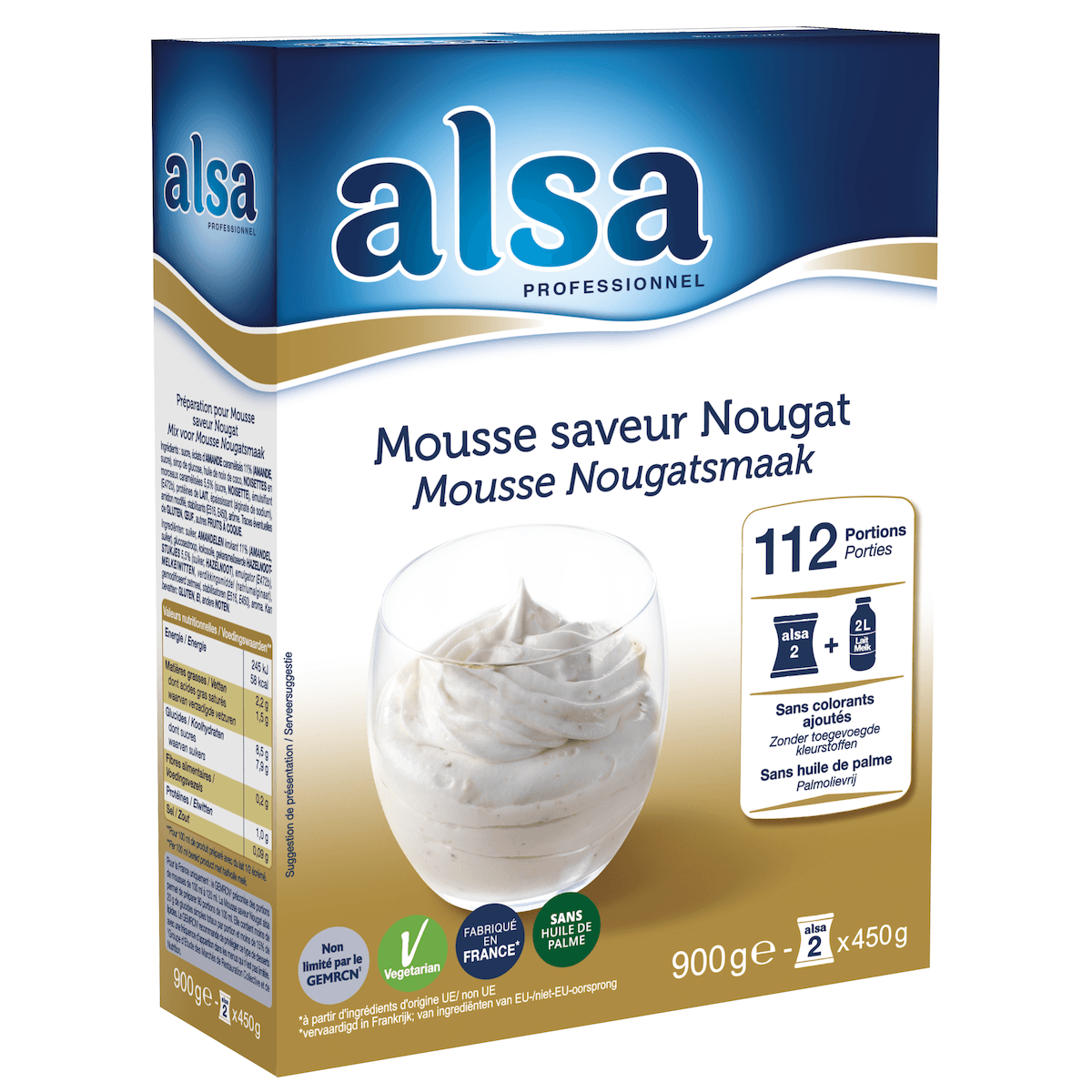 MOUSSE SAVEUR NOUGAT ETUI 900GR 112 PORTIONS