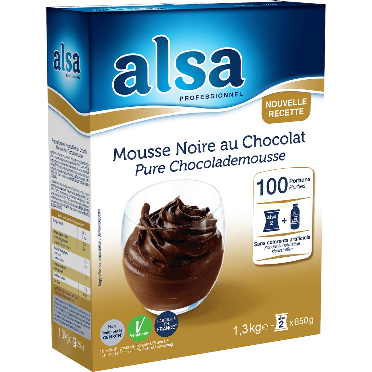 MOUSSE NOIRE AU CHOCOLAT ETUI DE 1,3KG 100 PORTIONS