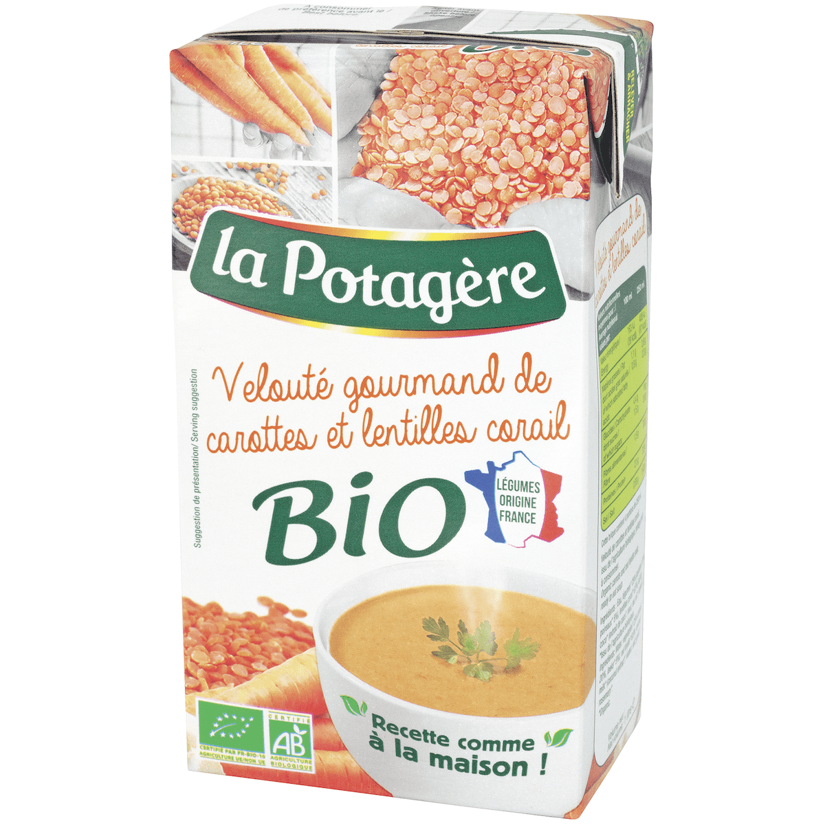 VELOUTE GOURMAND DE CAROTTES ET LENTILLES CORAIL BRQ 1L