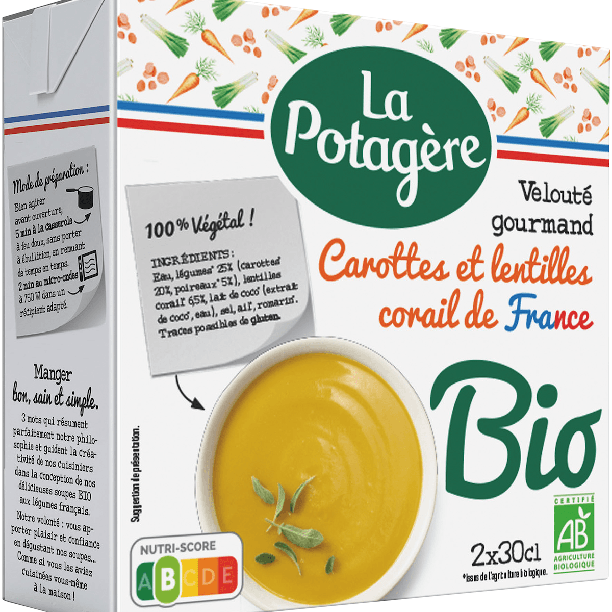 VELOUTE GOURMAND DE CAROTTES ET LENTILLES CORAIL BRQ 30CL X2