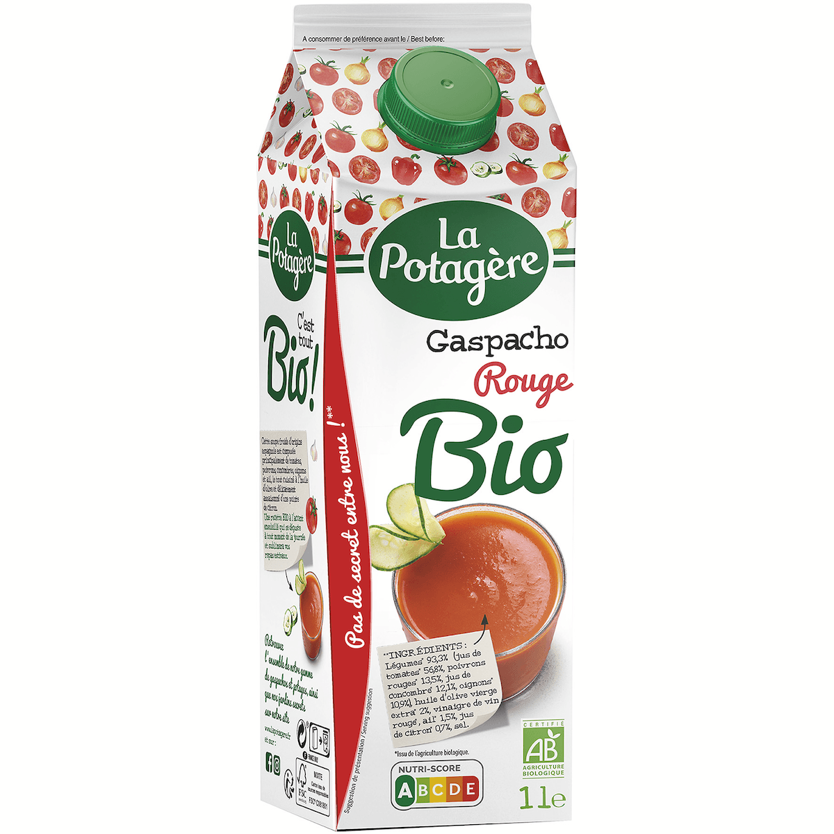 GASPACHO ROUGE BIO BRQ 1L AVEC BOUCHON A VIS