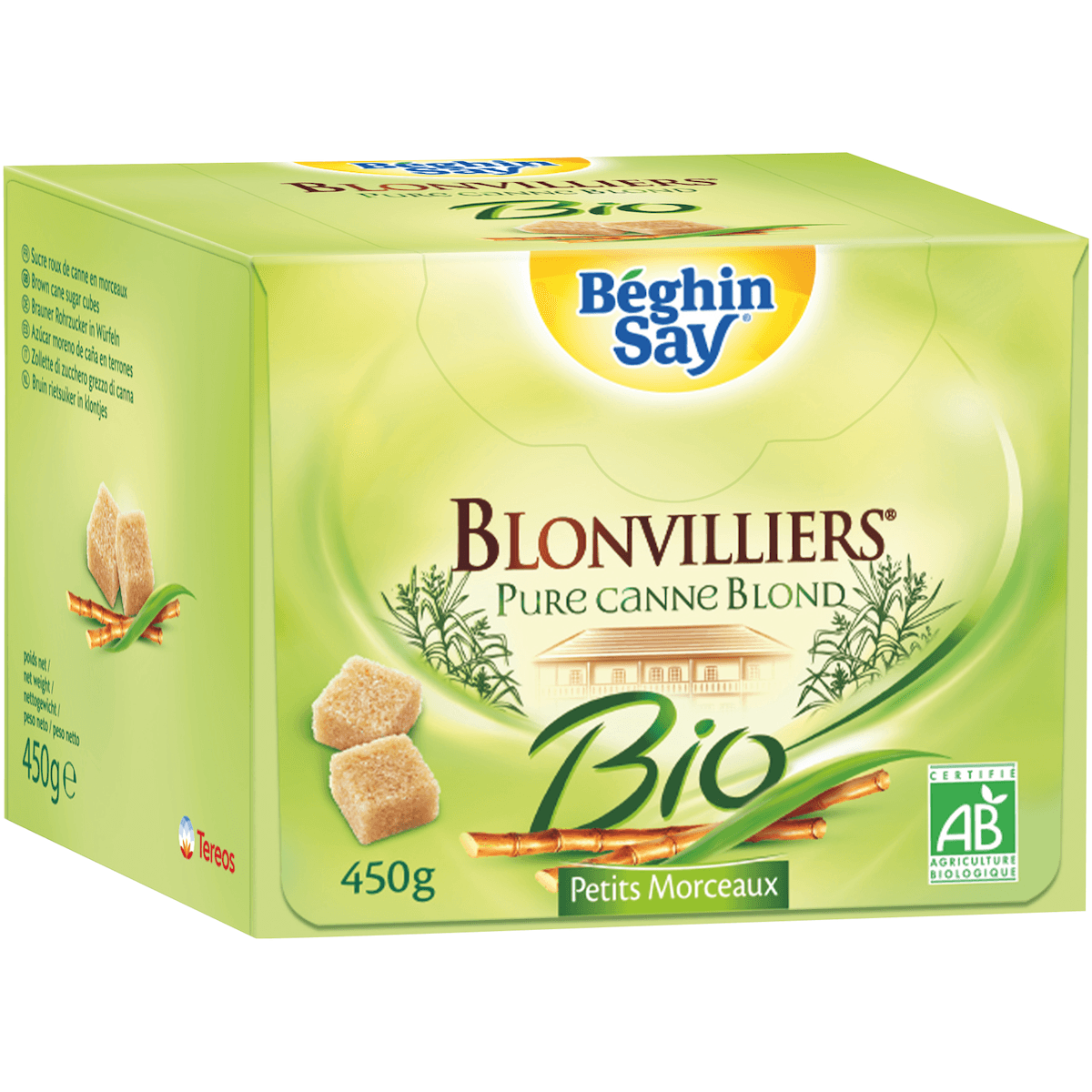 BLONVILLIERS SUCRE BIO MORCEAUX 450G