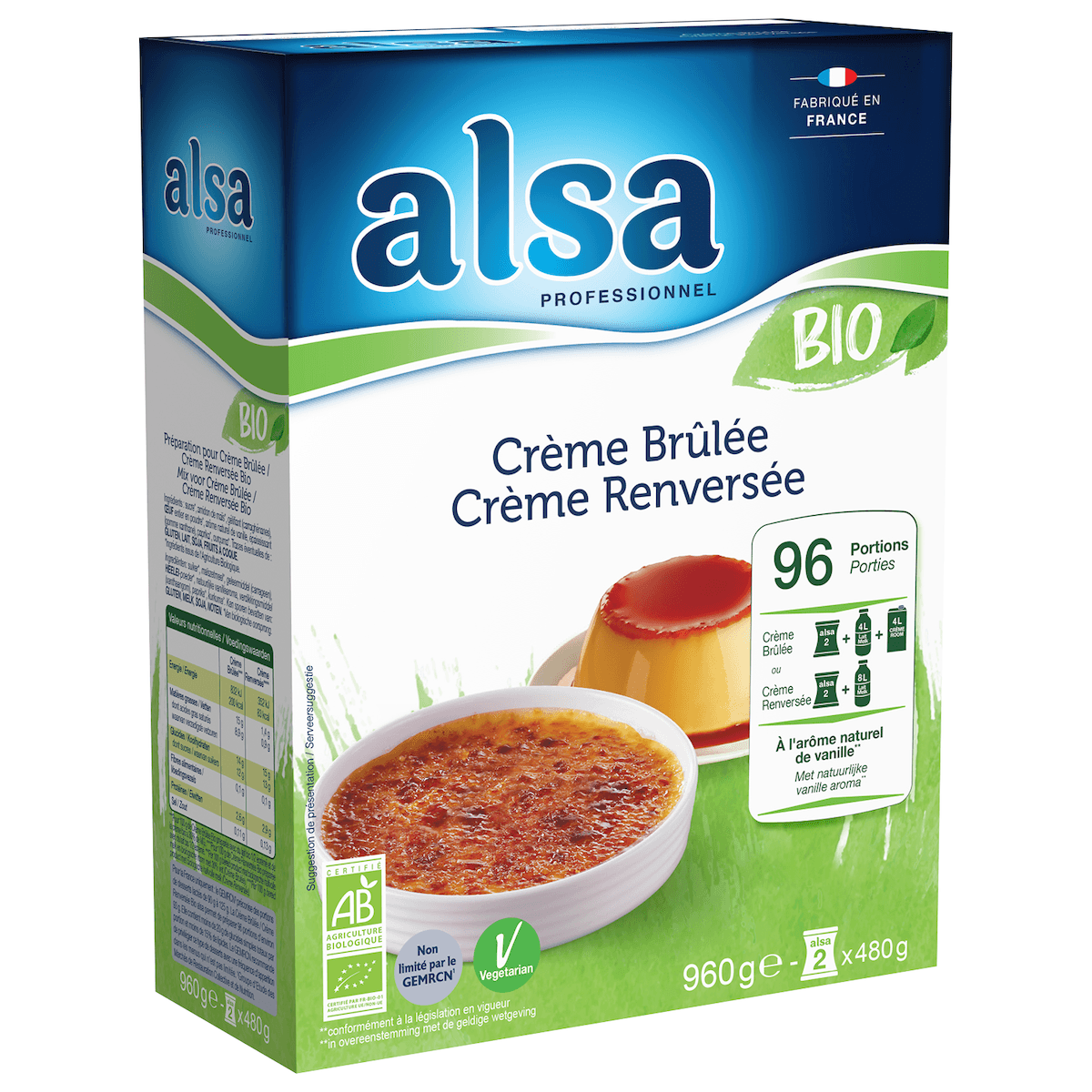 CREME BRULEE/CREME RENVERSEE BIO ETUI DE 960GR 96 PORTIONS
