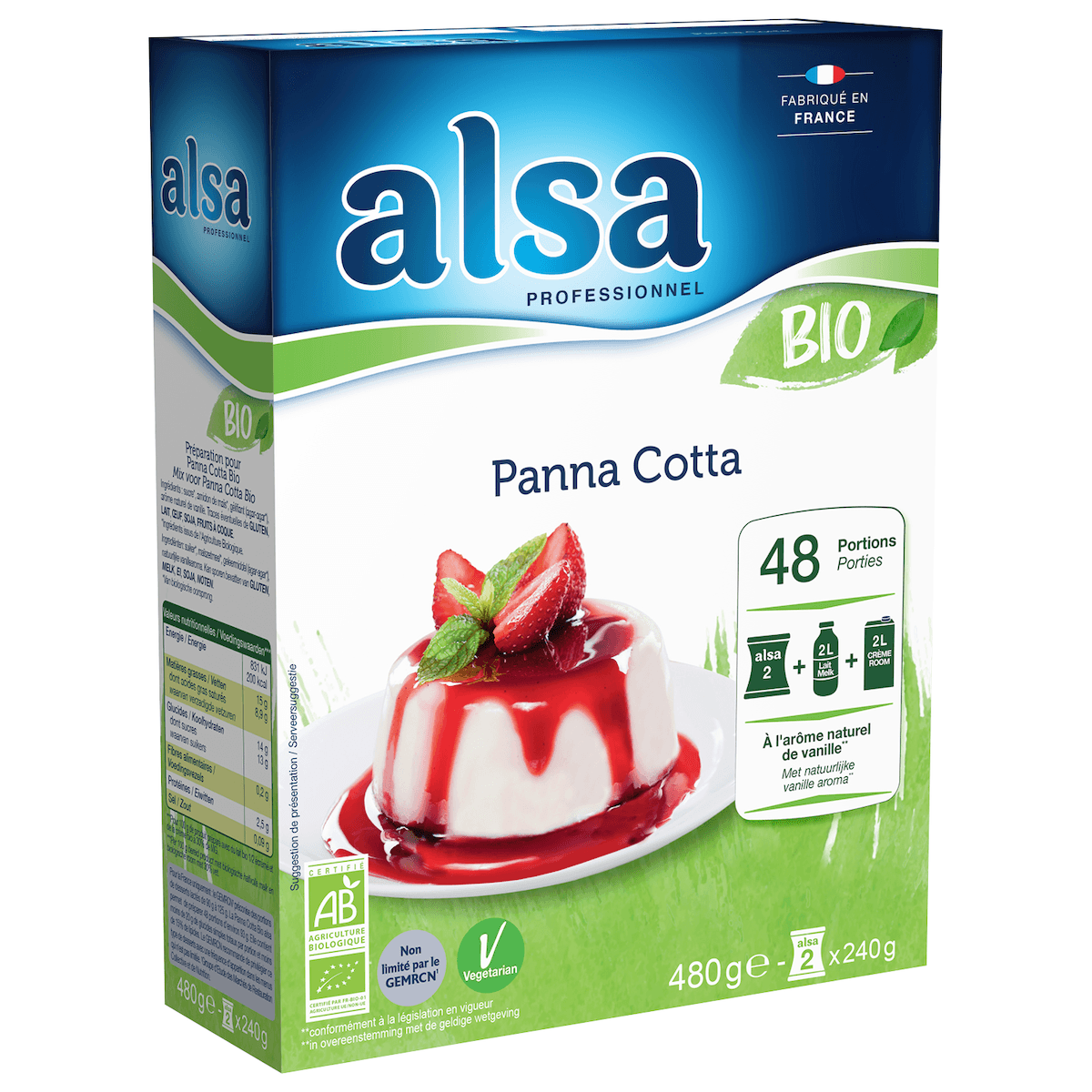 PANNA COTTA BIO 480GR 48 PORTIONS