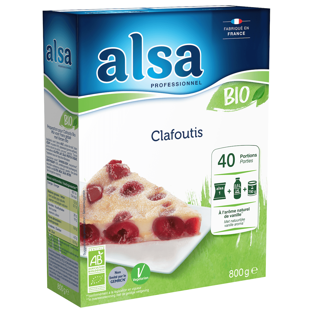 CLAFOUTIS BIO 800GR 40 PORTIONS