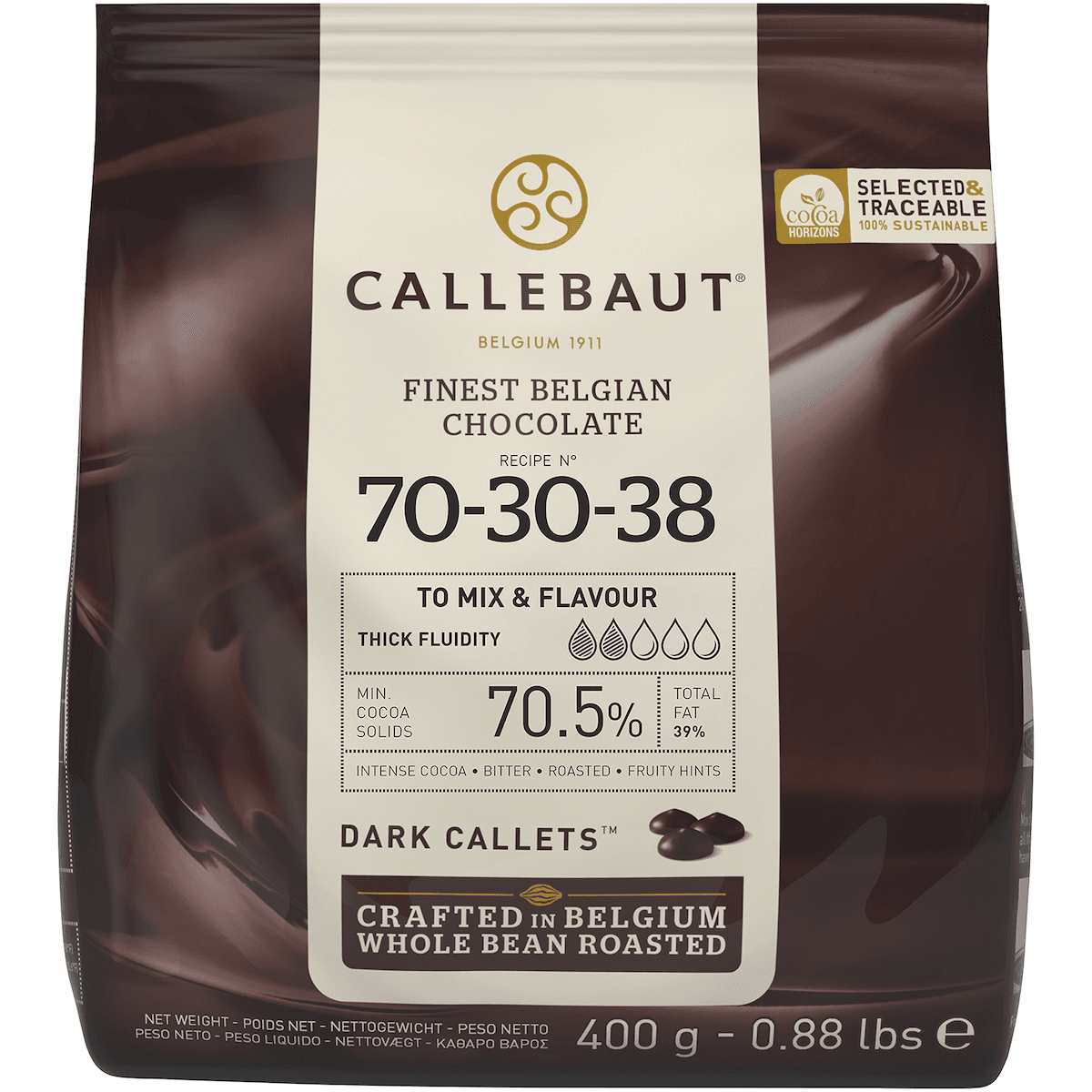 STRONG 70.5% CHOCOLAT NOIR EXTRA AMER CALLETS SACHET 400GR