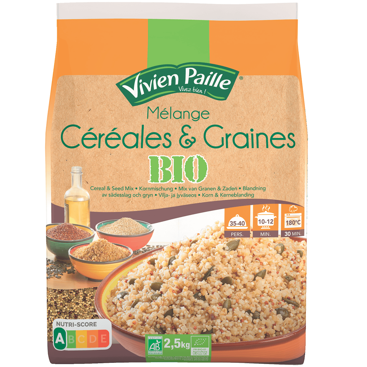MELANGE CEREALES ET GRAINES BIO PL 2,5KG