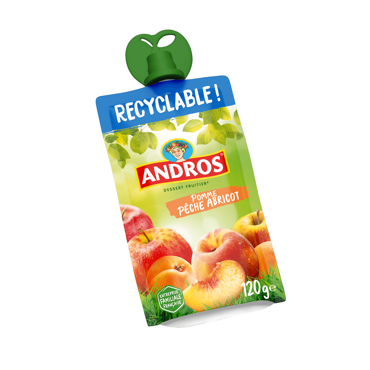 COMPOTE POMME PECHE ABRICOT VANILLE GOURDE 120G