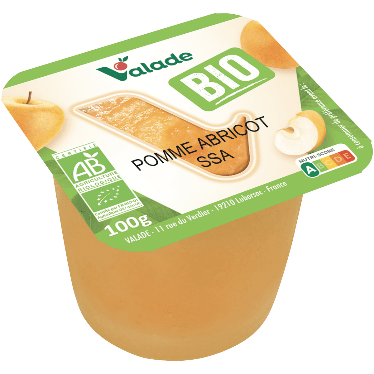 COMPOTES POMMES ABRICOT SSA BIO - CRT X120 CPL PLAST 100G
