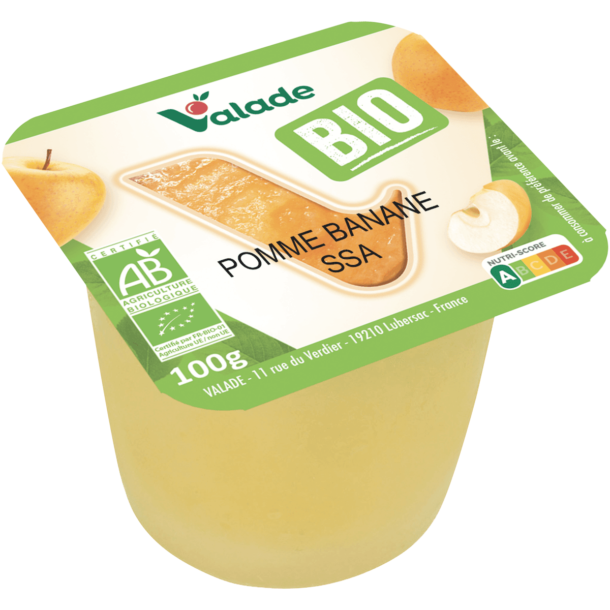 COMPOTES POMMES BANANE SSA BIO - CRT X120 CPL PLAST 100G