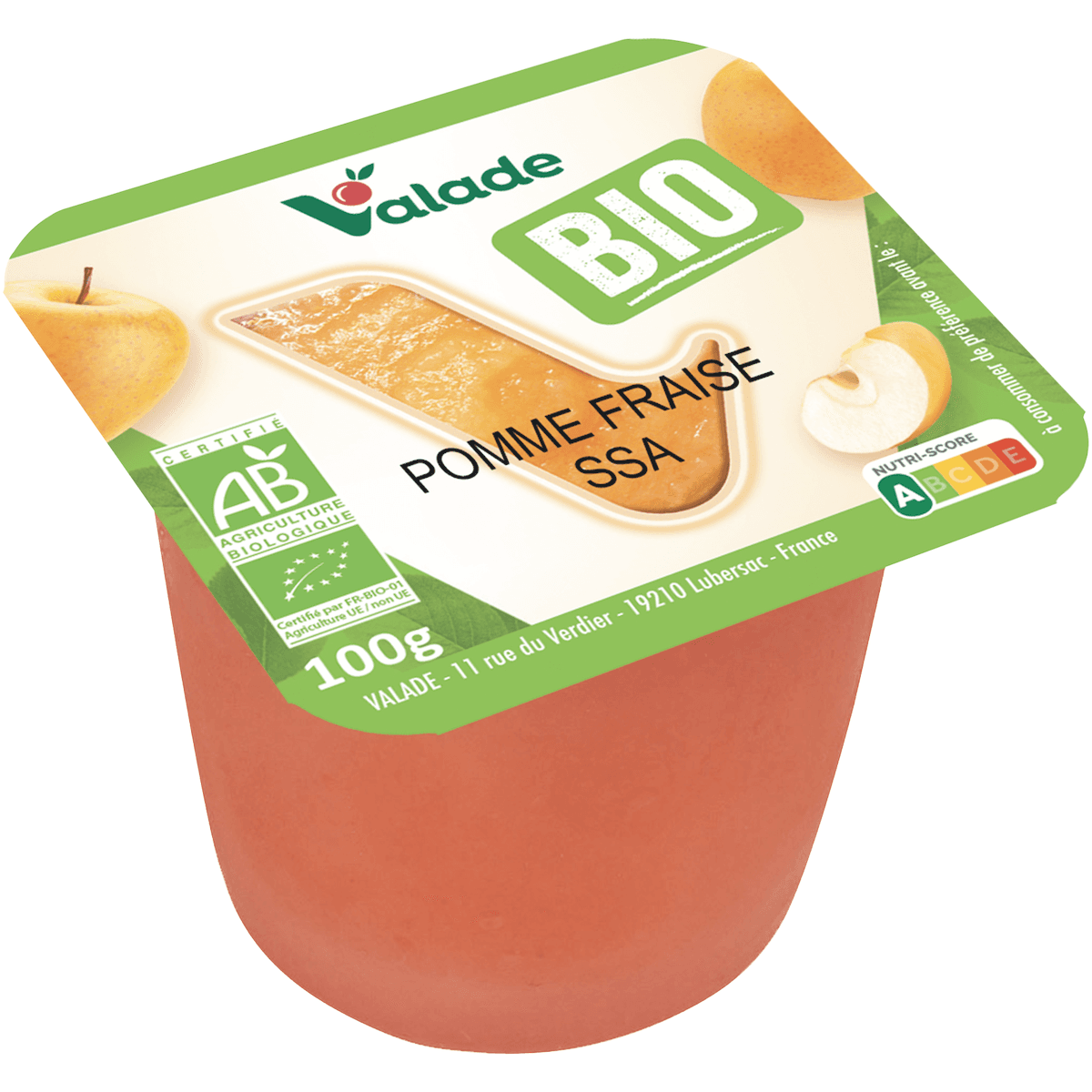 COMPOTES POMMES FRAISE SSA BIO - CRT X120 CPL PLAST 100G