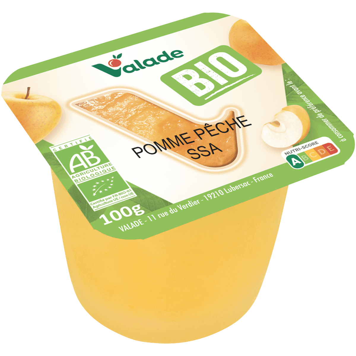 COMPOTES POMMES PECHE SSA BIO - CRT X120 CPL PLAST 100G