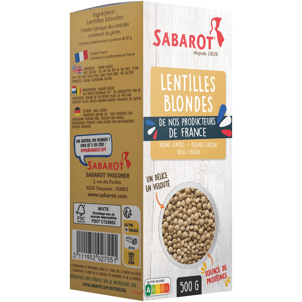 LENTILLES BLONDES DE FRANCE - 500G