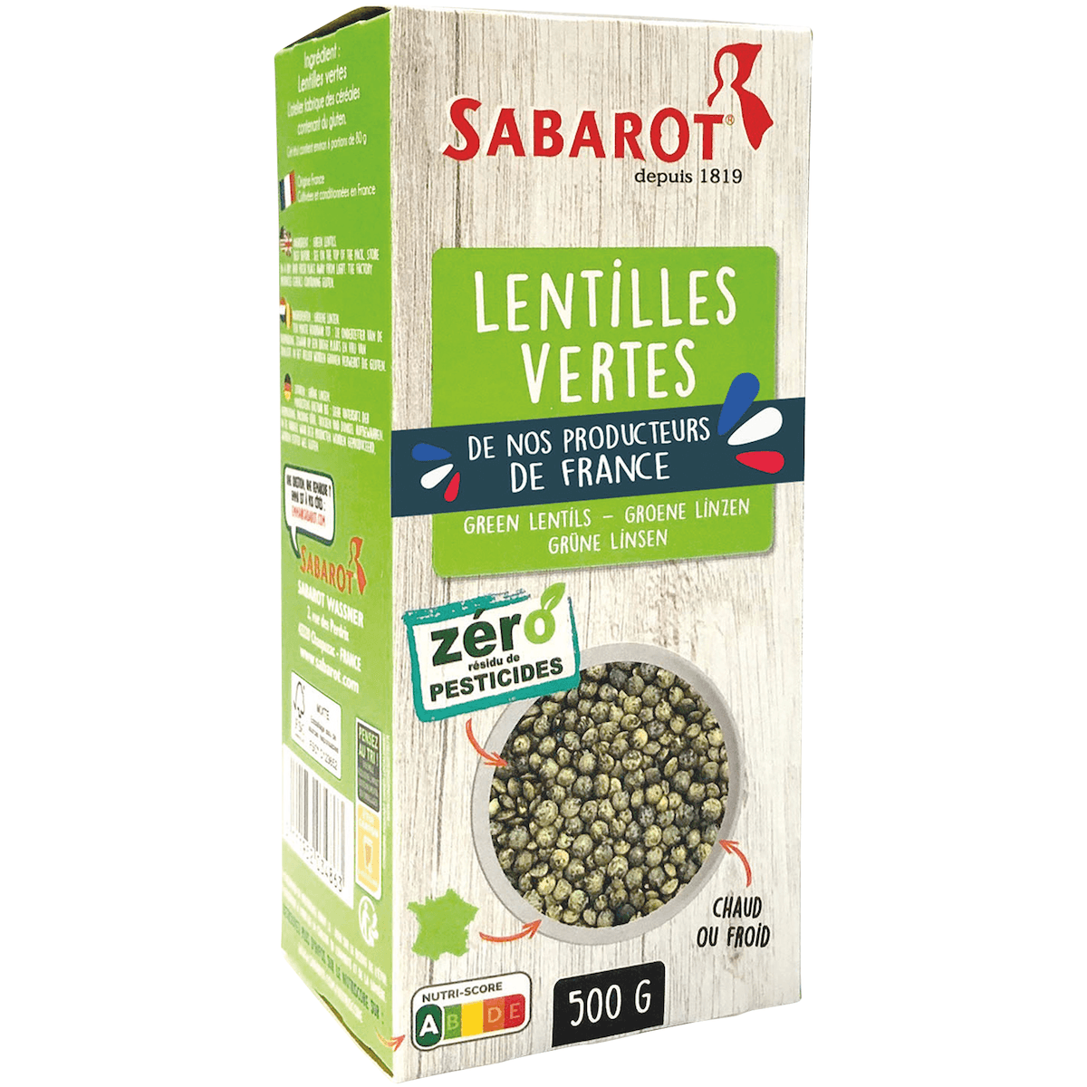 LENTILLES VERTES - ZERO RESIDUS DE PESTICIDES - 500G
