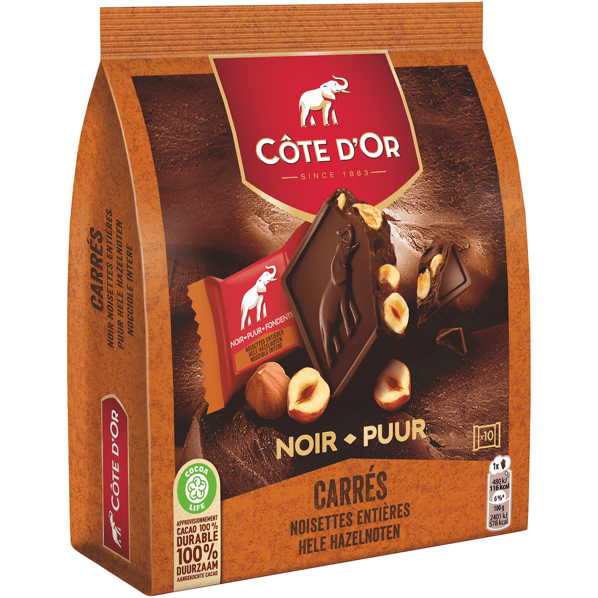 CARRÉ NOIR NOISETTES 10X20G